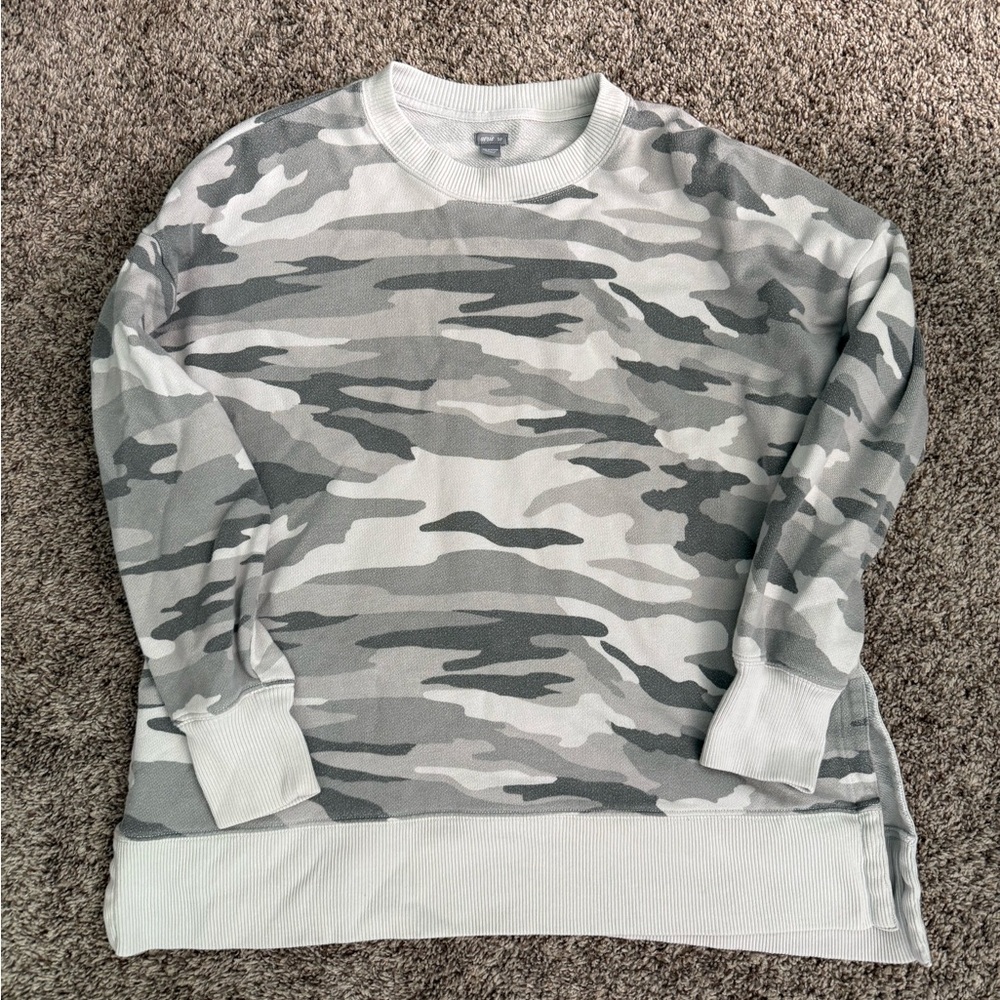 Aerie Gray Camouflage Crewneck Sweater